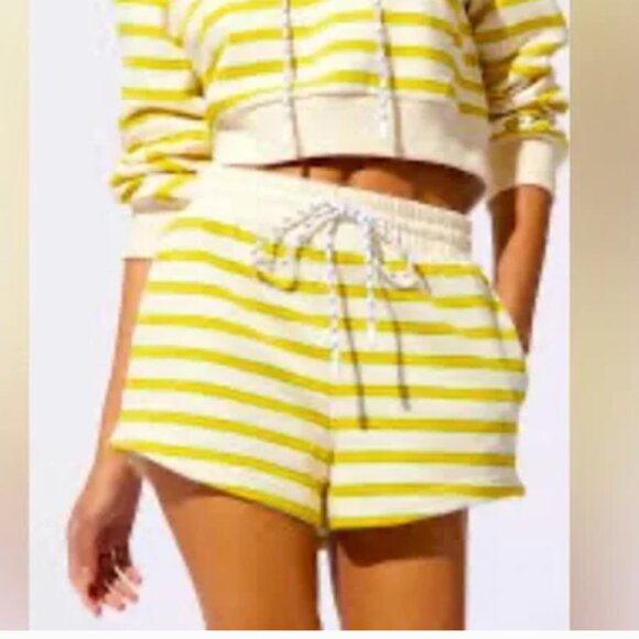 Women SOLID & STRIPED The Jolie Short in Yellow Striped Size Large - Picture 1 of 9